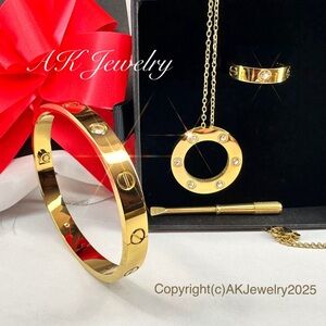 💎**GIFT SET!** Luxury set includes Gold Bracelet, Necklace & Ring, Love Screw